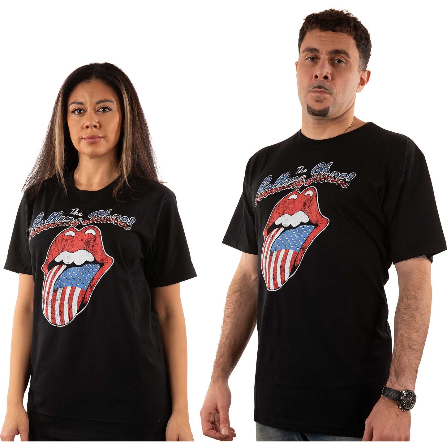 The Rolling Stones Unisex T-Shirt: USA Tongue (Diamante)