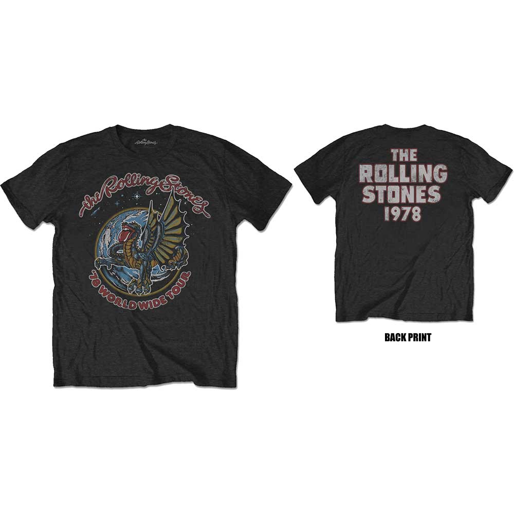 The Rolling Stones Unisex T-Shirt: Dragon '78 (Back Print)