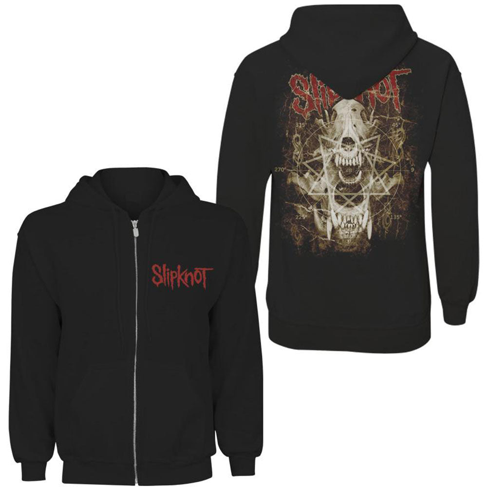 Slipknot Unisex Zipped Hoodie: Skull Teeth (Back Print)