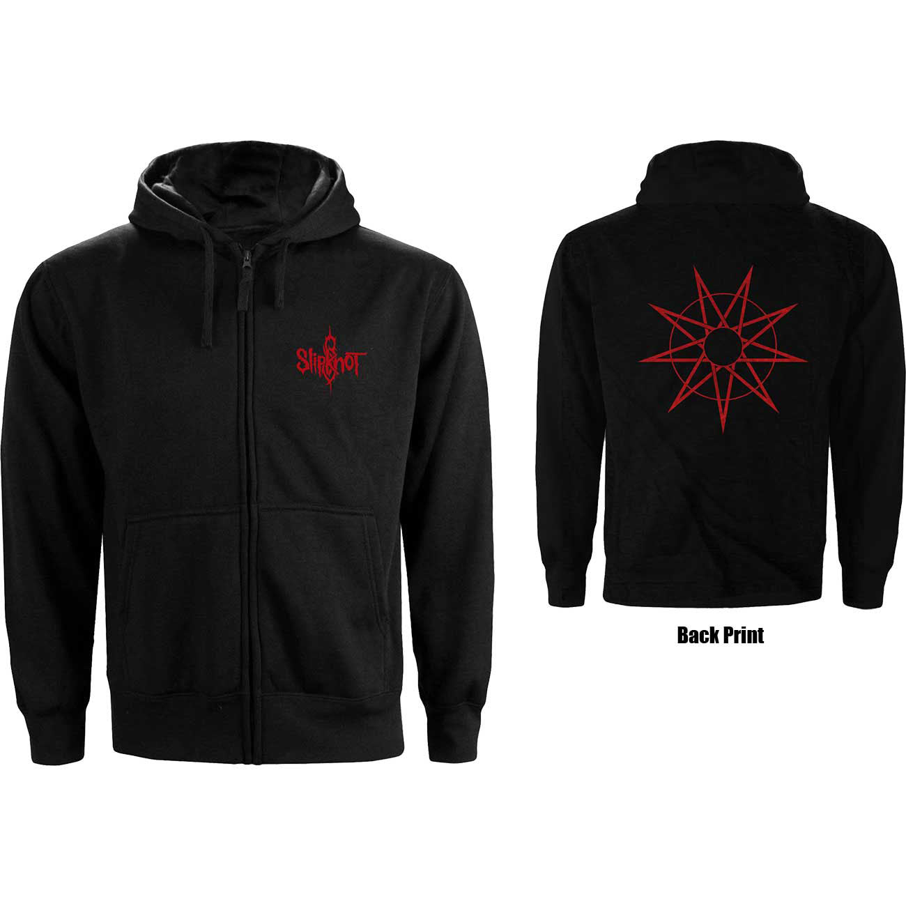 Slipknot Ladies Zipped Hoodie: 9 Point Star (Back Print)