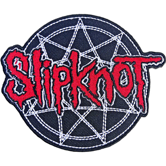 Slipknot Standard Patch: Red Logo Over Nonogram