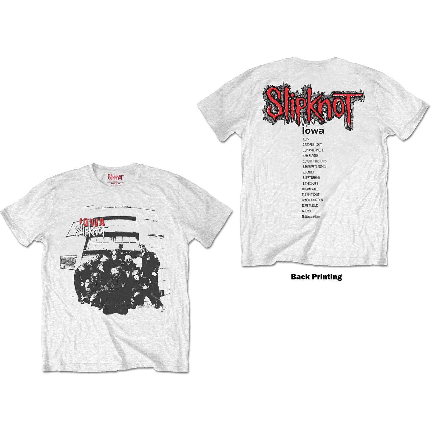 Slipknot Unisex T-Shirt: Iowa Track List (Back Print)
