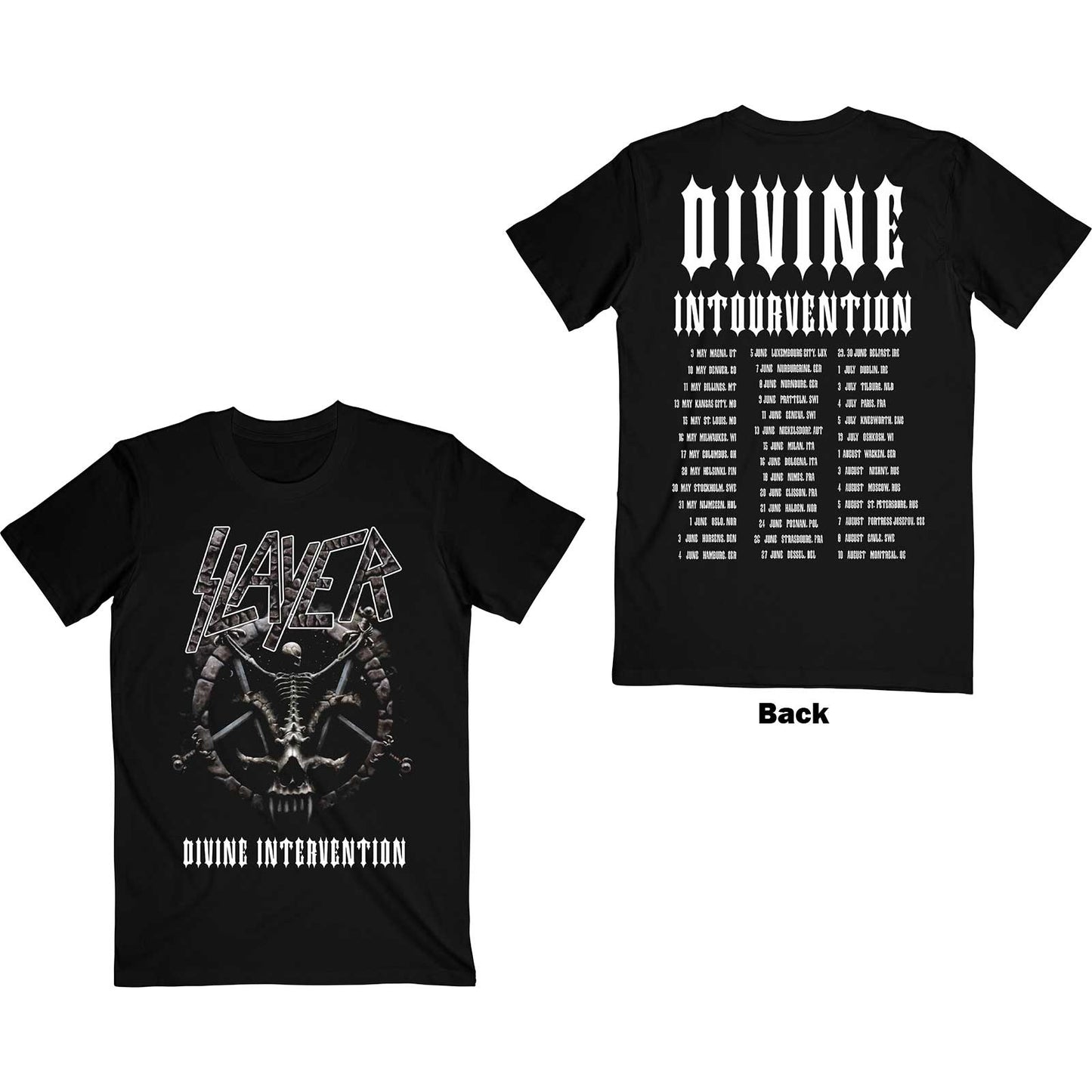 Slayer Unisex T-Shirt: Divine Intervention 2014 Dates (Back Print) (Ex-Tour)