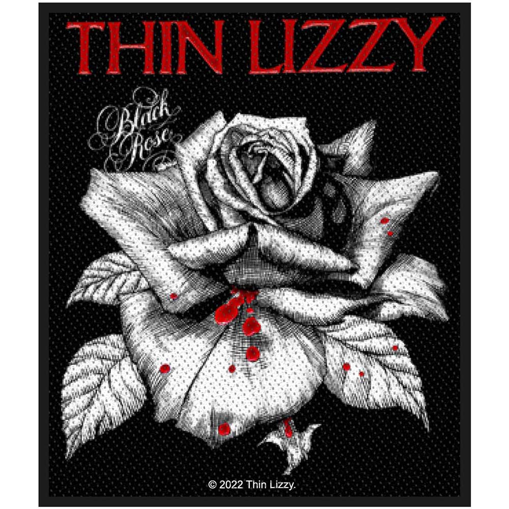 Thin Lizzy Standard Patch: Black Rose (Loose)