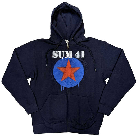 Sum 41 Unisex Zipped Hoodie: Star Logo (Ex-Tour)