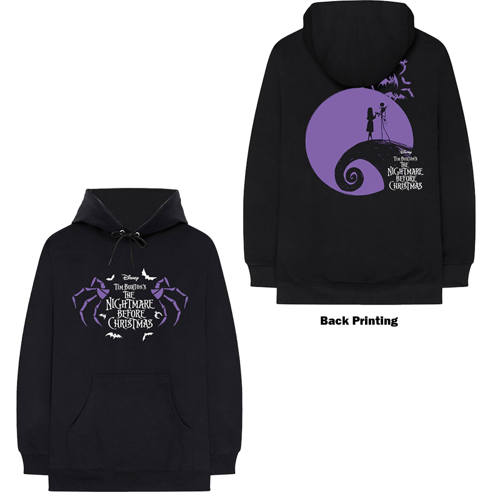 Disney Unisex Pullover Hoodie: The Night Before Christmas Moonlight (Back Print) 