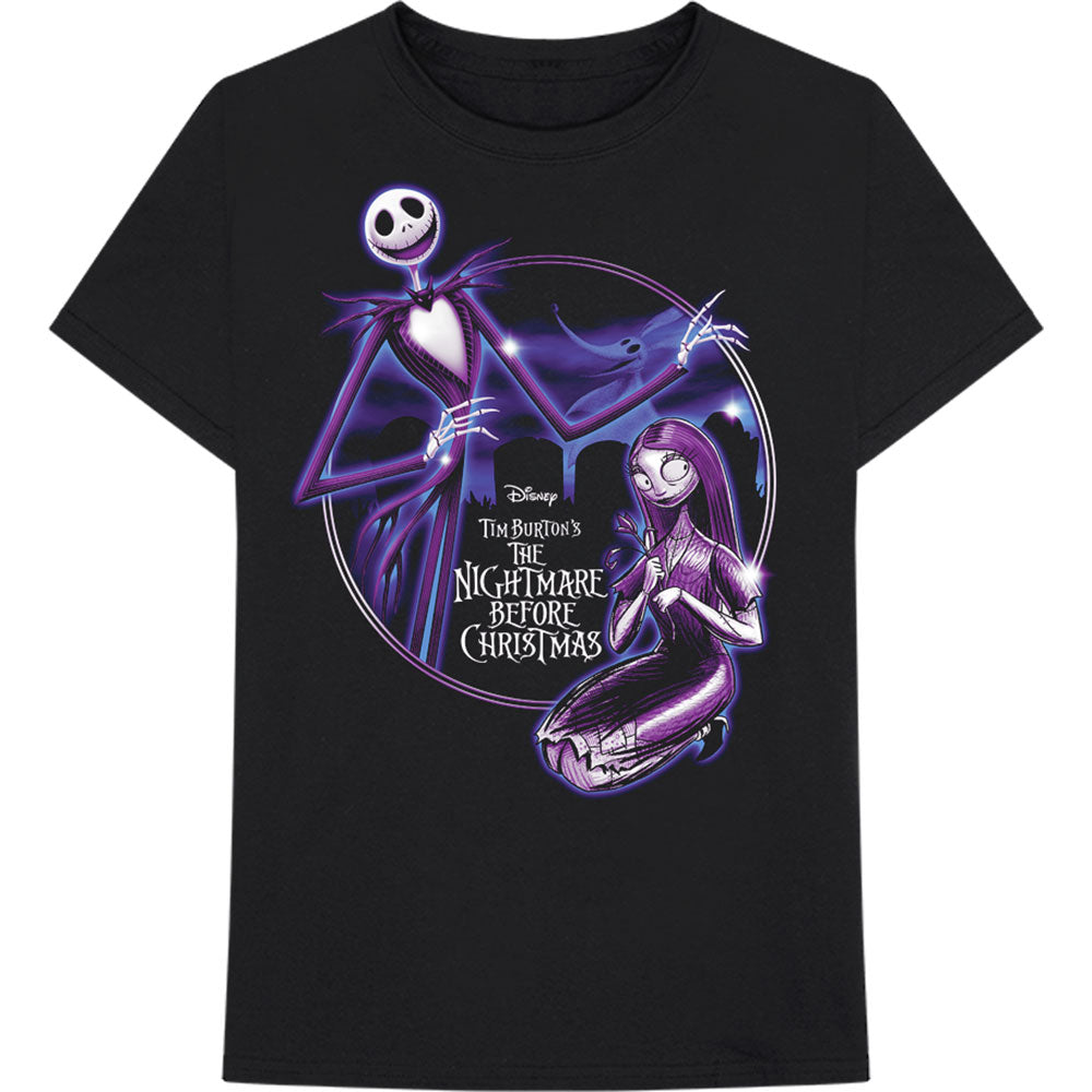 Disney Unisex T-Shirt: The Nightmare Before Christmas Purple Graveyard  