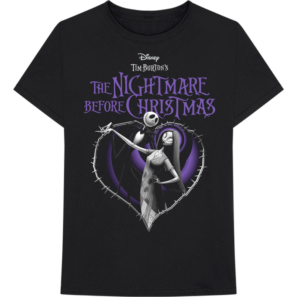 Disney Unisex T-Shirt: The Nightmare Before Christmas Purple Heart  