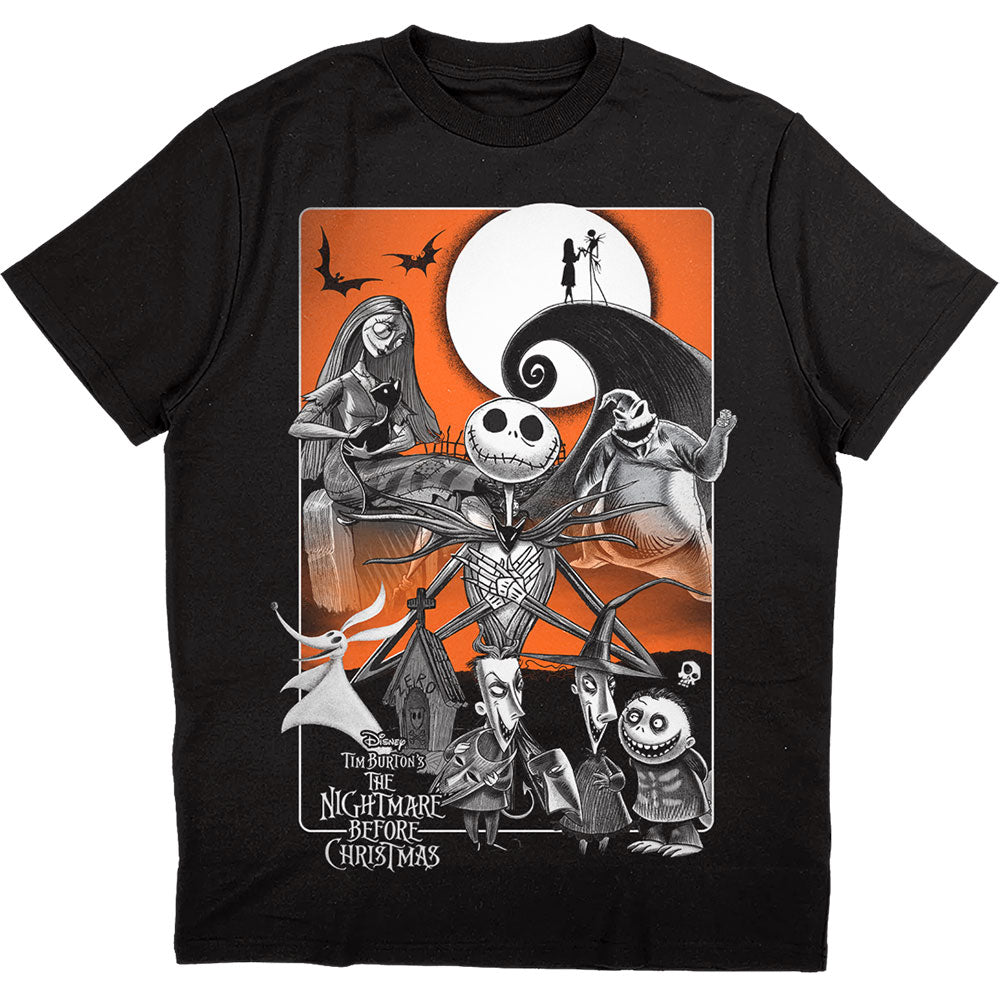 Disney Unisex T-Shirt: The Nightmare Before Christmas Orange Moon  