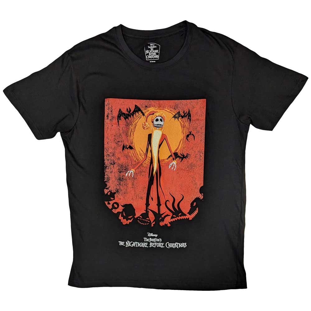 Disney Unisex T-Shirt: The Nightmare Before Christmas Jack Orange Sun & Logo