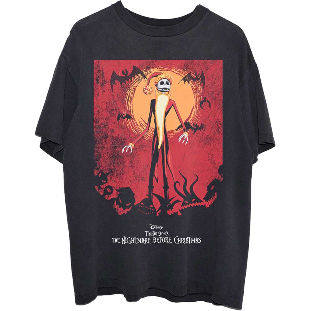 Disney Unisex T-Shirt: The Nightmare Before Christmas Jack Orange Sun & Logo  
