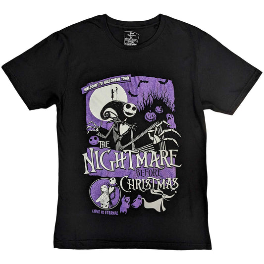 Disney Unisex T-Shirt: The Nightmare Before Christmas Welcome To Halloween Town (Embellished)