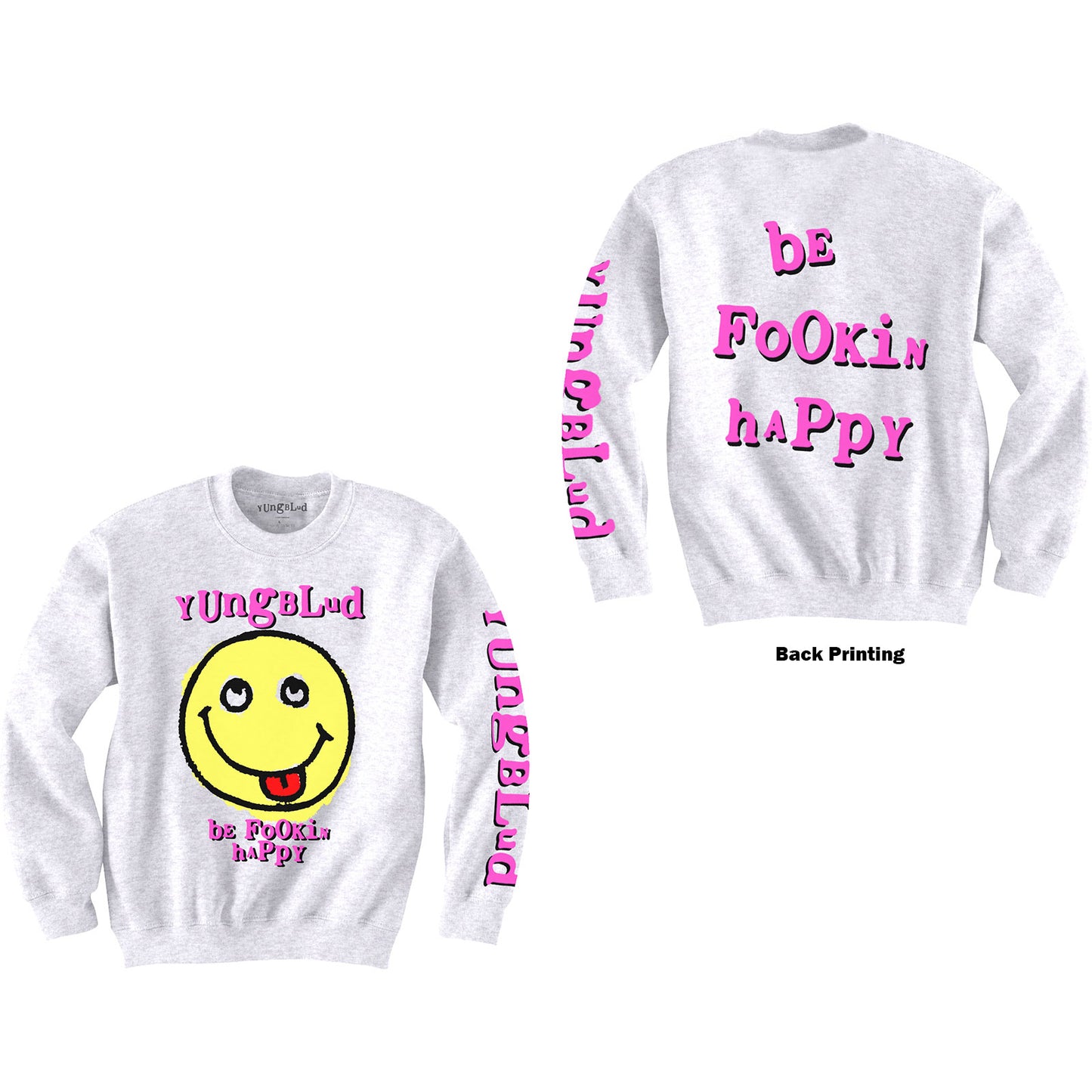 Yungblud Unisex Sweatshirt: Raver Smile (Back & Sleeve Print)