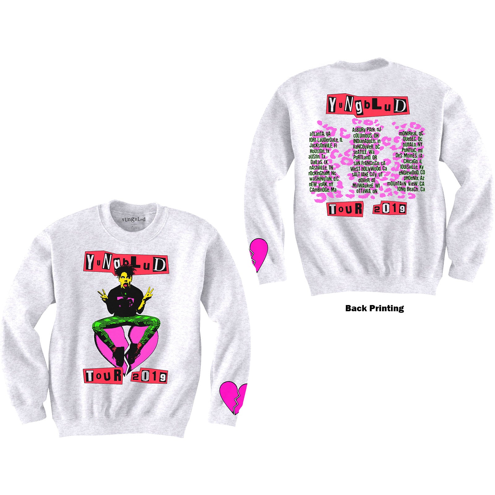 Yungblud Unisex Sweatshirt: Tour (Back & Sleeve Print)
