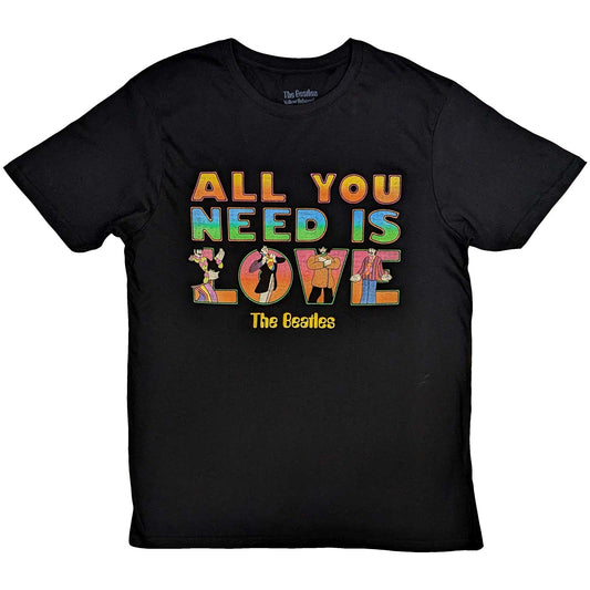 The Beatles Unisex T-Shirt: Yellow Submarine All You Need Is Love Stacked